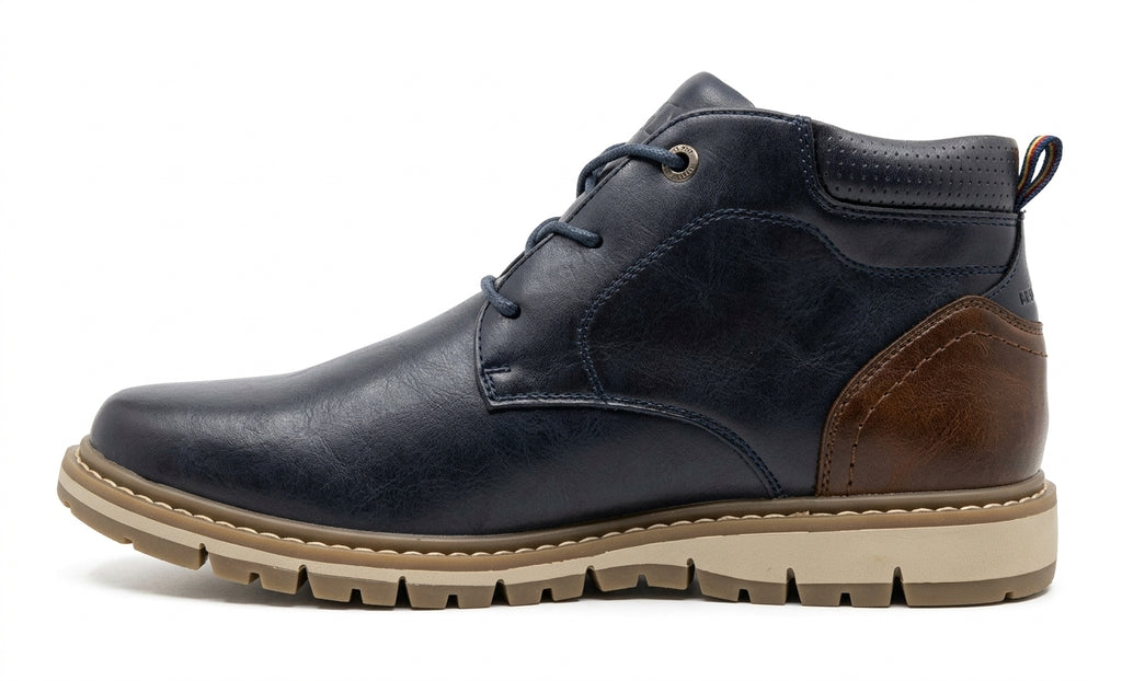 Botín Casual de Hombre XTI Azul Marino con Talonera Marrón