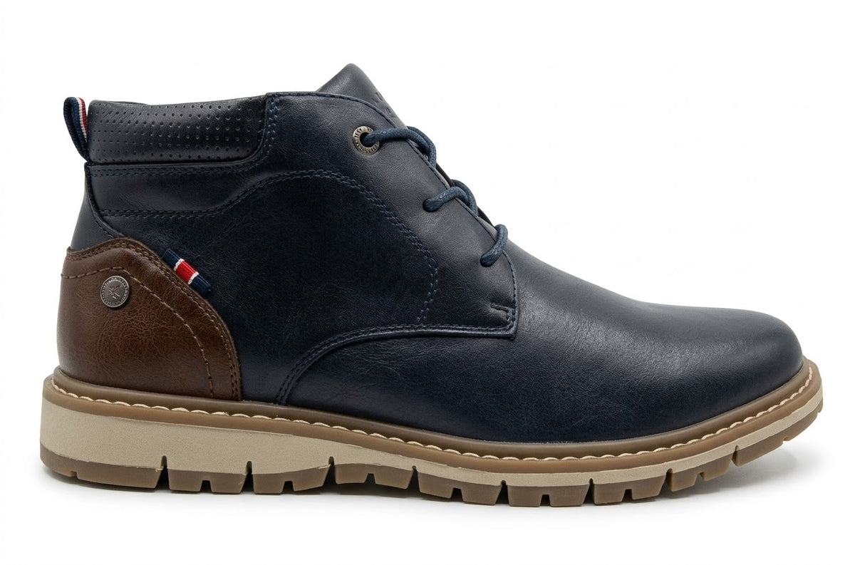 Botín Casual de Hombre XTI Azul Marino con Talonera Marrón