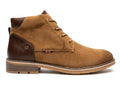 Botín de Hombre XTI en Serraje Camel con Cordones y Talonera Combinada